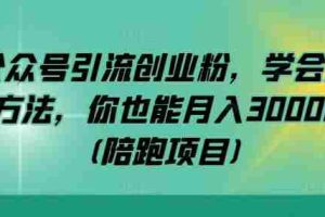 公众号引流创业粉，学会这个方法，你也能月入30000+ (陪跑项目)