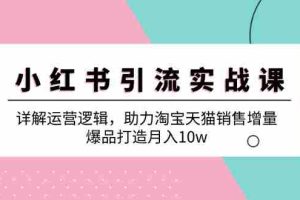 小红书引流实战课：详解运营逻辑，助力淘宝天猫销售增量，爆品打造月入10w