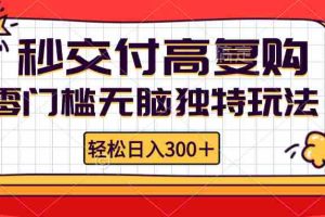 （12839期）零门槛无脑独特玩法 轻松日入300+秒交付高复购   矩阵无上限