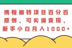 携程搬砖项目，百分百原创，可实操变现，新手小白月入1000+