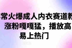 非常火爆成人内衣赛道教学，​涨粉嘎嘎猛，播放高，易上热门