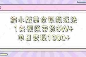 缩小版美食视频玩法，1条视频带货6W+，单日变现1k