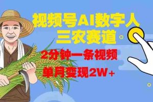 视频号AI数字人玩转三农赛道，2分钟一条视频，单月变现2W+