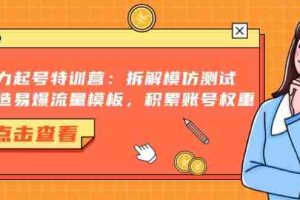 （13184期）暴力起号特训营：拆解模仿测试，打造易爆流量模板，积累账号权重