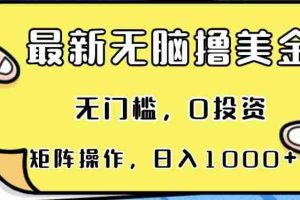 （13268期）最新无脑撸美金项目，无门槛，0投资，可矩阵操作，单日收入可达1000+