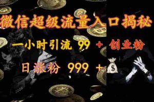 微信超级流量入口揭秘：一小时引流 99 + 创业粉，日涨粉 999 +