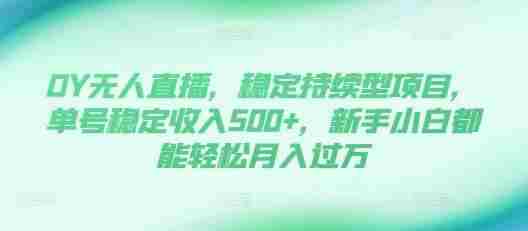 DY无人直播，稳定持续型项目，单号稳定收入500+，新手小白都能轻松月入过万【揭秘】