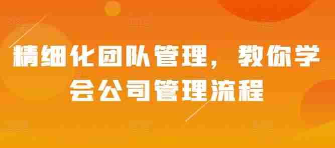 精细化团队管理，教你学会公司管理流程