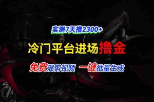 全新冷门平台vivo视频，快速免费进场搞米，通过混剪视频一键批量生成，实测7天撸2300+
