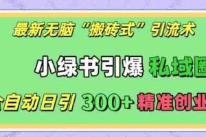 最新无脑“搬砖式”引流术，小绿书引爆私域圈，全自动日引300+精准创业粉【揭秘】