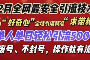 12 月份全网最安全引流创业粉技术来袭，不封号不废号，有操作就有流量【揭秘】