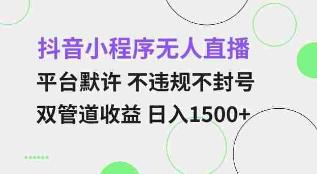 抖音小程序无人直播 平台默许 不违规不封号 双管道收益 日入多张 小白也能轻松操作【仅揭秘】