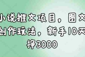 小说推文项目，图文创作玩法，新手10天挣3000