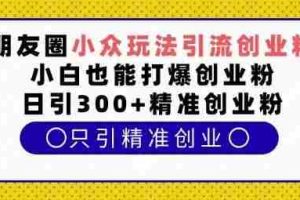 朋友圈小众玩法引流创业粉，小白也能打爆创业粉，日引300+精准创业粉【揭秘】