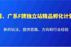 莆、广系F牌独立站精品孵化计划，新的玩法，提供思路、方向和行业经验