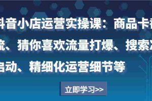 抖音小店运营实操课：商品卡截流、猜你喜欢流量打爆、搜索冷启动、精细化运营细节等