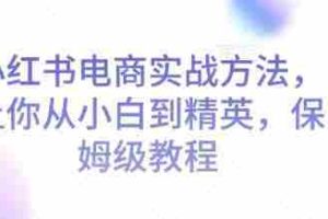 小红书电商实战方法，让你从小白到精英，保姆级教程