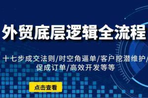 外贸底层逻辑全流程：十七步成交法则/时空角逼单/客户挖潜维护/促成订单/高效开发等等