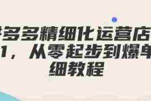 拼多多精细化运营店铺0-1，从零起步到爆单详细教程