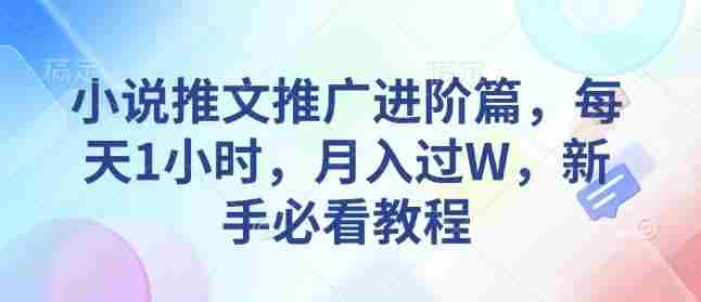 小说推文推广进阶篇，每天1小时，月入过W，新手必看教程