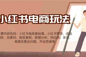 小红书电商玩法：带货/选品/找素材/裂变/数据分析/供应商/发货/售后/开店思维等