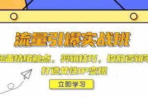 流量引爆实战班，涵盖情绪触点，剪辑技巧，投放逻辑等，打造女性IP变现