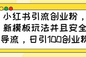 （14053期）小红书引流创业粉，新模板玩法并且安全导流，日引100创业粉