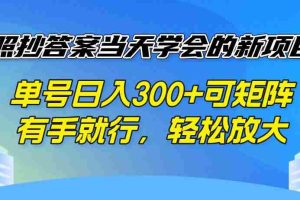（14246期）照抄答案当天学会的新项目，单号日入300 +可矩阵，有手就行，轻松放大