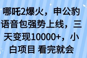 （14397期）哪吒2爆火，利用这波热度，申公豹语音包强势上线，三天变现10…