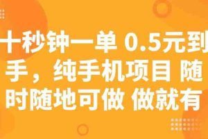 （14426期）十秒钟一单 0.5元到手，纯手机项目 随时随地可做 做就有