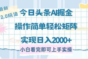 （14506期）今日头条最新2.0玩法，思路简单，复制粘贴，轻松实现矩阵日入2000+
