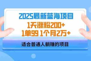 （14573期）2025蓝海项目 1天涨粉200+ 1单99 1个月2万+