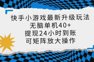 （14166期）快手小游戏最新版升级玩法，新风口，无脑单机日入40+，可批量放大，小…