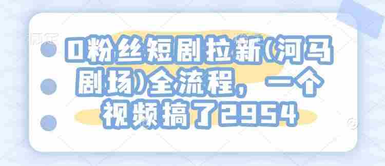 0粉丝短剧拉新(河马剧场)全流程，一个视频搞了2954