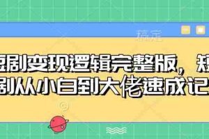 短剧变现逻辑完整版，短剧从小白到大佬速成记