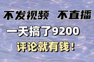 不发作品不直播，评论就有钱，一条最高10块，一天搞了9200