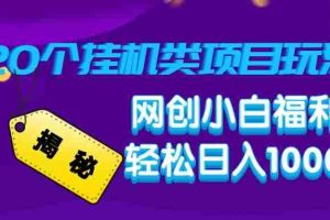 揭秘20种挂机类项目玩法 网创小白福利轻松日入1000+