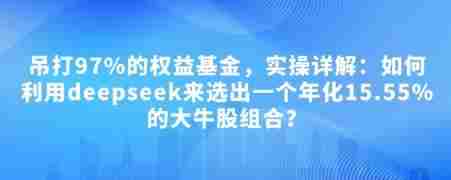 付费文章：吊打97%的权益基金，实操详解：如何利用deepseek来选出一个年化15.55%的大牛股组合?