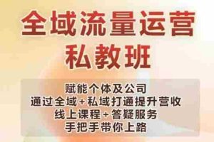 全域流量运营操盘课，赋能个体及公司通过全域+私域打通提升营收