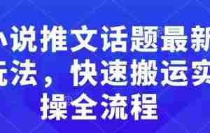 小说推文话题最新玩法，快速搬运实操全流程