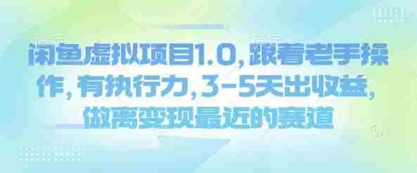 闲鱼虚拟项目1.0，跟着老手操作，有执行力，3-5天出收益，做离变现最近的赛道
