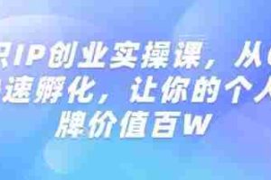 知识IP创业实操课，从0到1快速孵化，让你的个人品牌价值百W