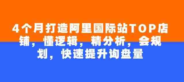 4个月打造阿里国际站TOP店铺，懂逻辑，精分析，会规划，快速提升询盘量