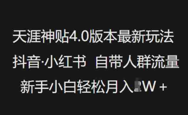 天涯神贴4.0版本最新玩法,抖音·小红书自带人群流量,新手小白轻松月入过W