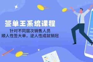 签单王系统课程，针对不同层次销售人员，顺人性签大单，逆人性成就销冠