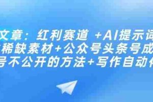 付费文章：红利赛道 +AI提示词 +批量找稀缺素材+公众号头条号成功起号不公开的方法+写作自动化