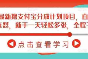 2月最新撸支付宝分成计划项目，直接搬运连怼，新手一天轻松多张，全程干货