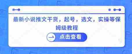 最新小说推文干货,起号,选文,实操等保姆级教程