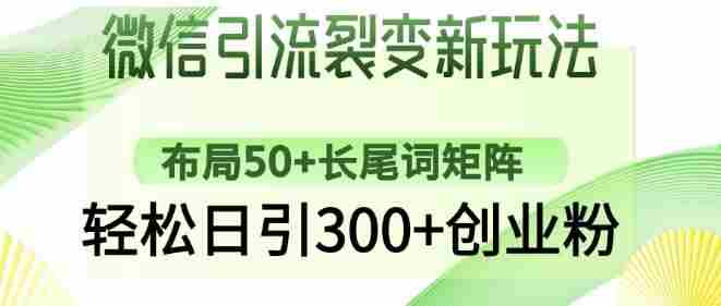 微信引流裂变新玩法：布局50+长尾词矩阵，轻松日引300+创业粉