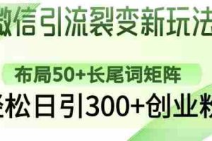 微信引流裂变新玩法：布局50+长尾词矩阵，轻松日引300+创业粉